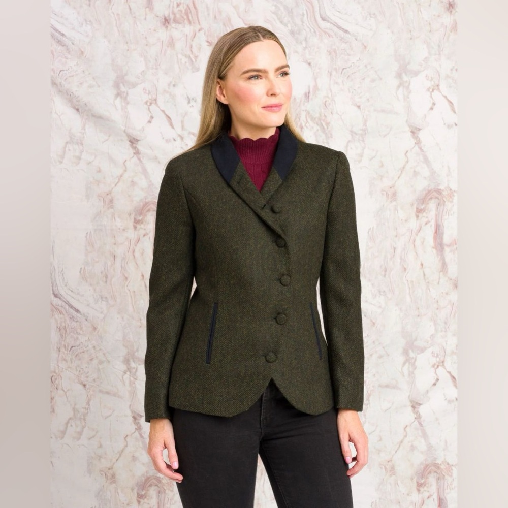 Jack Murphy Ireland Nicole Tweed Blazer Jacket Green Herringbone Wool 16